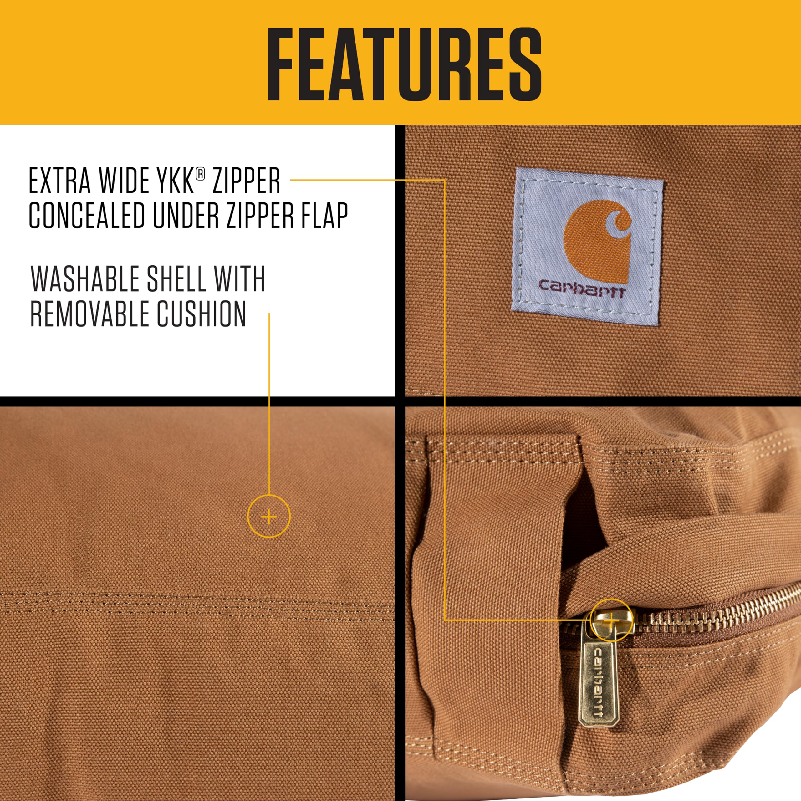 Carhartt cama para perros, tapizado sherpa suave, confort cálido para siestas.