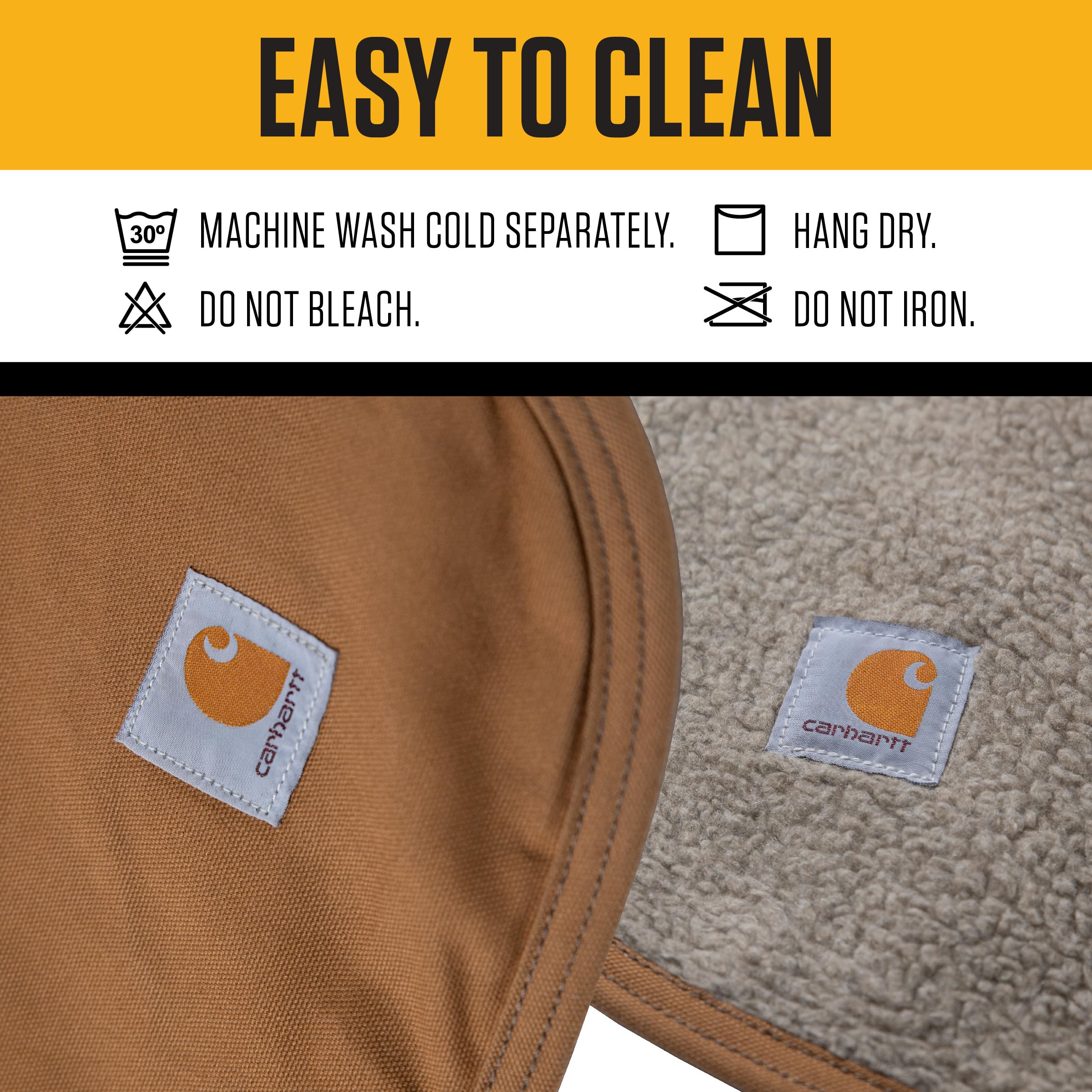 Carhartt cobertor con bordes reforzados, mantiene forma y durabilidad con uso rudo.