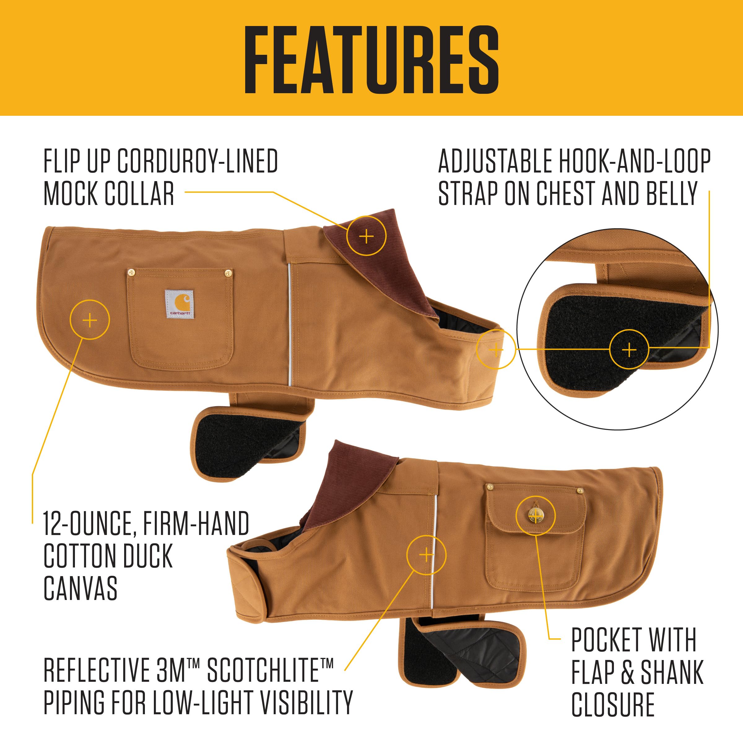 Carhartt abrigo para perro, interior aislado, mantiene al perro cálido durante salidas.