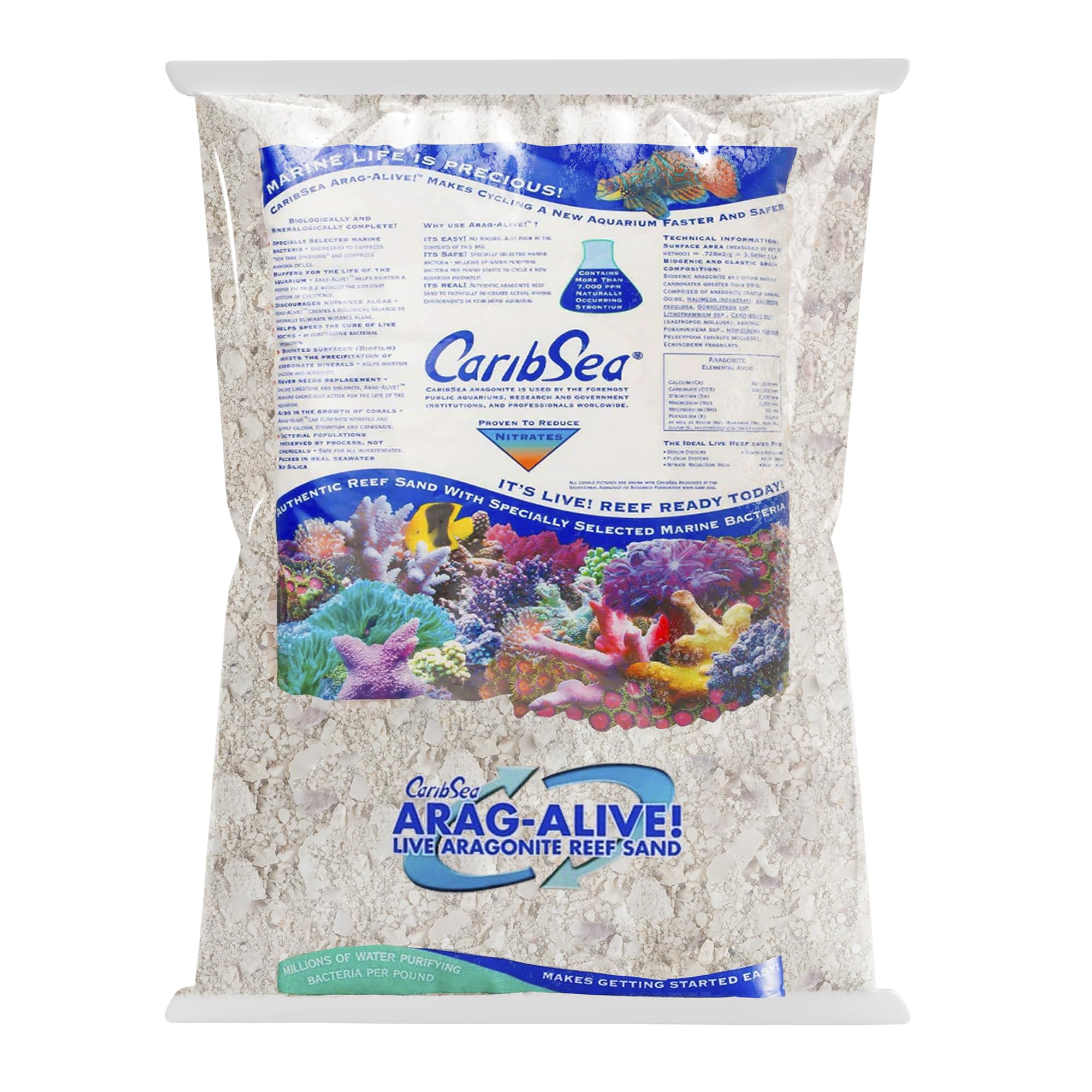CaribSea Arag-Alive Bimini Pink Sand, 20 libras, sustrato natural para arrecifes y acuarios.