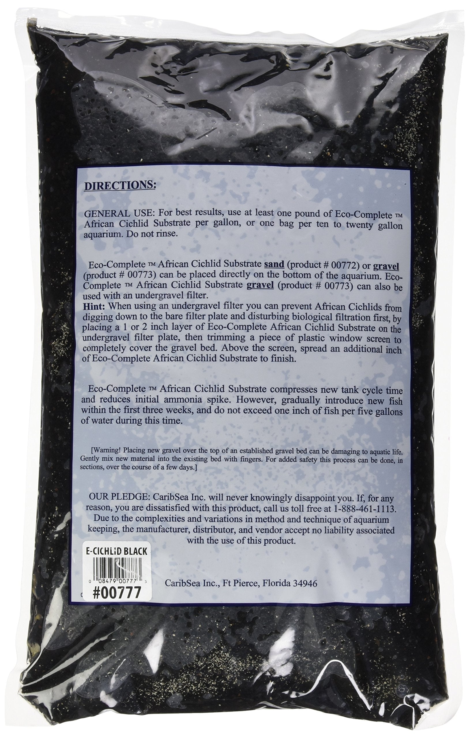 CaribSea Eco-Complete Zack Sand negro 20 lb: promueve filtración biológica rápida.