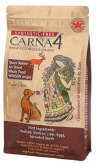 CARNA4 croquetas secas de venado para perros, fáciles de masticar y con probióticos para apoyar la digestión.