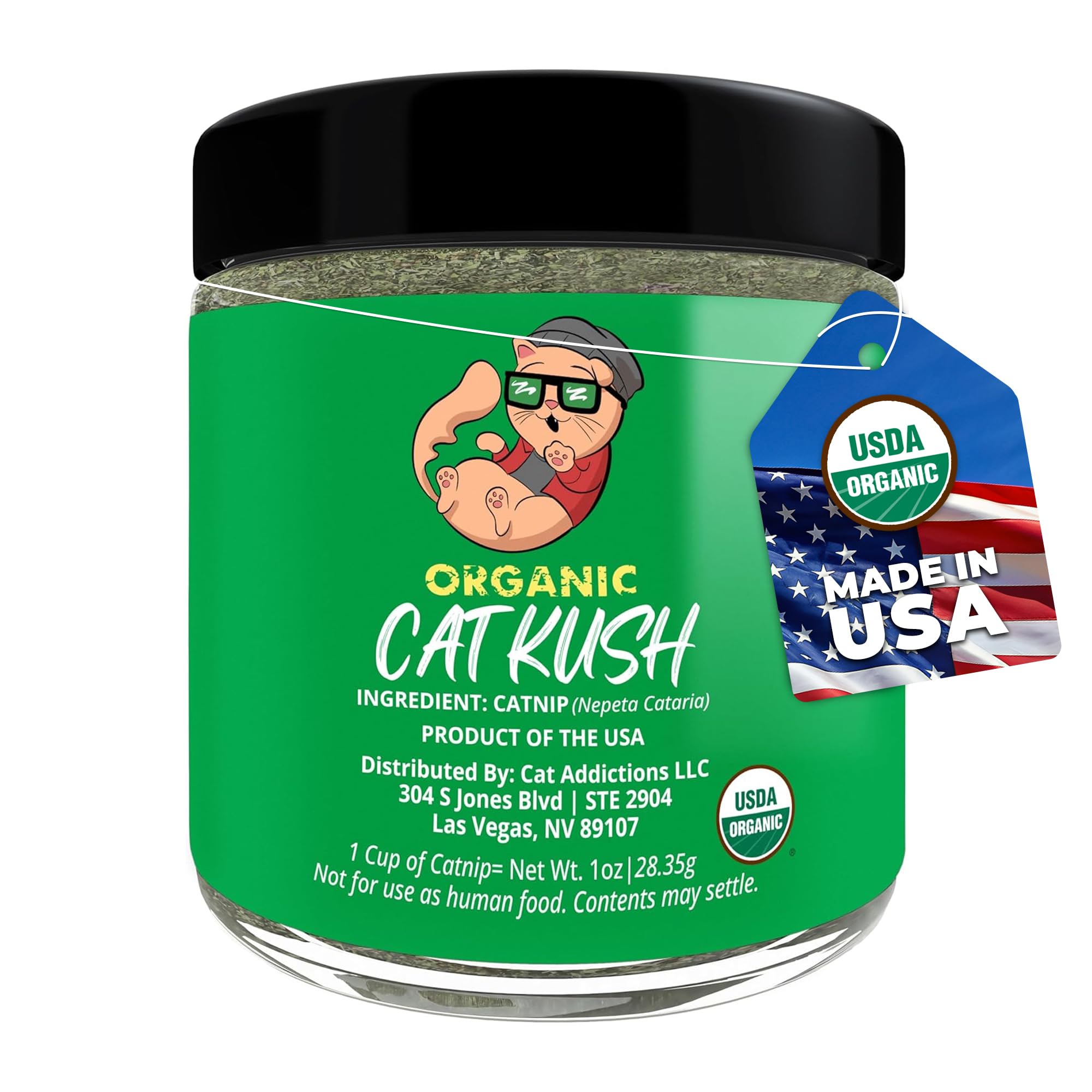 Cat Kush Catnip orgánico en bote: aroma intenso para juego prolongado del gato