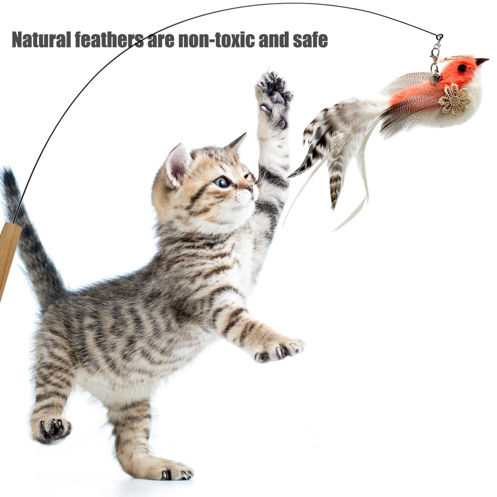 CATENEED accesorios de varita con 5 plumas, ideal para estimular curiosidad felina.