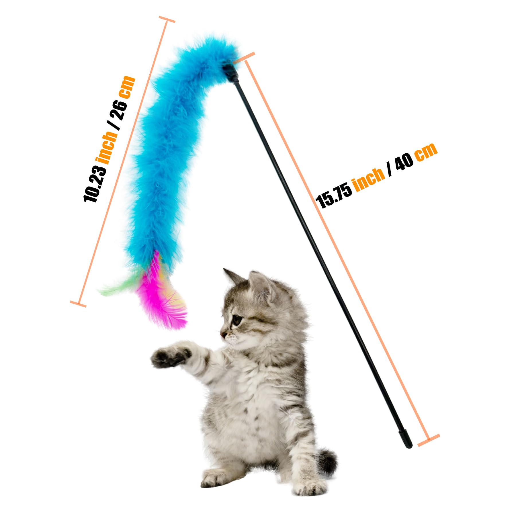CATENEED varita con campana y plumas brillantes para despertar interés del gato.