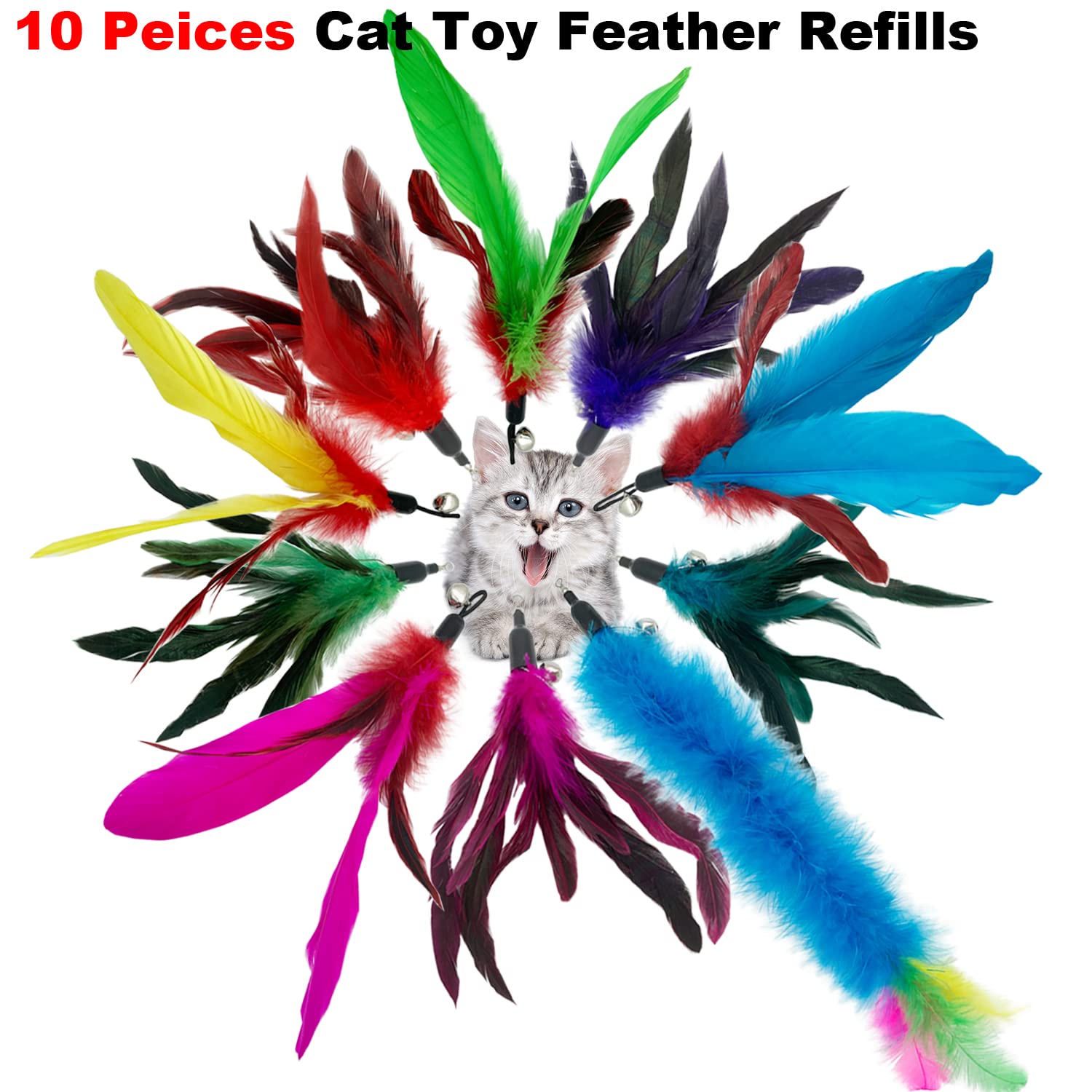 CATENESS plumas con campana, estimulan atención y instintos de tu gato.