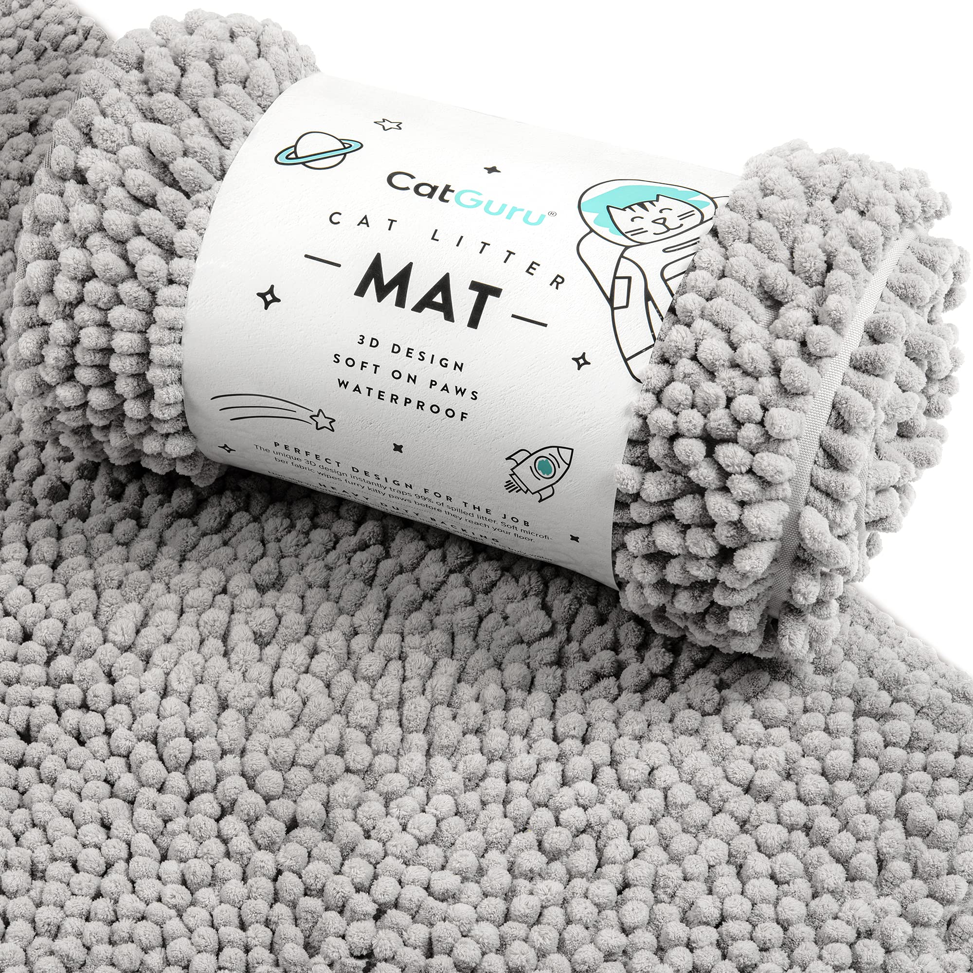 CatGuru alfombrilla arenero mediana gris con diseño 3D que atrapa arena