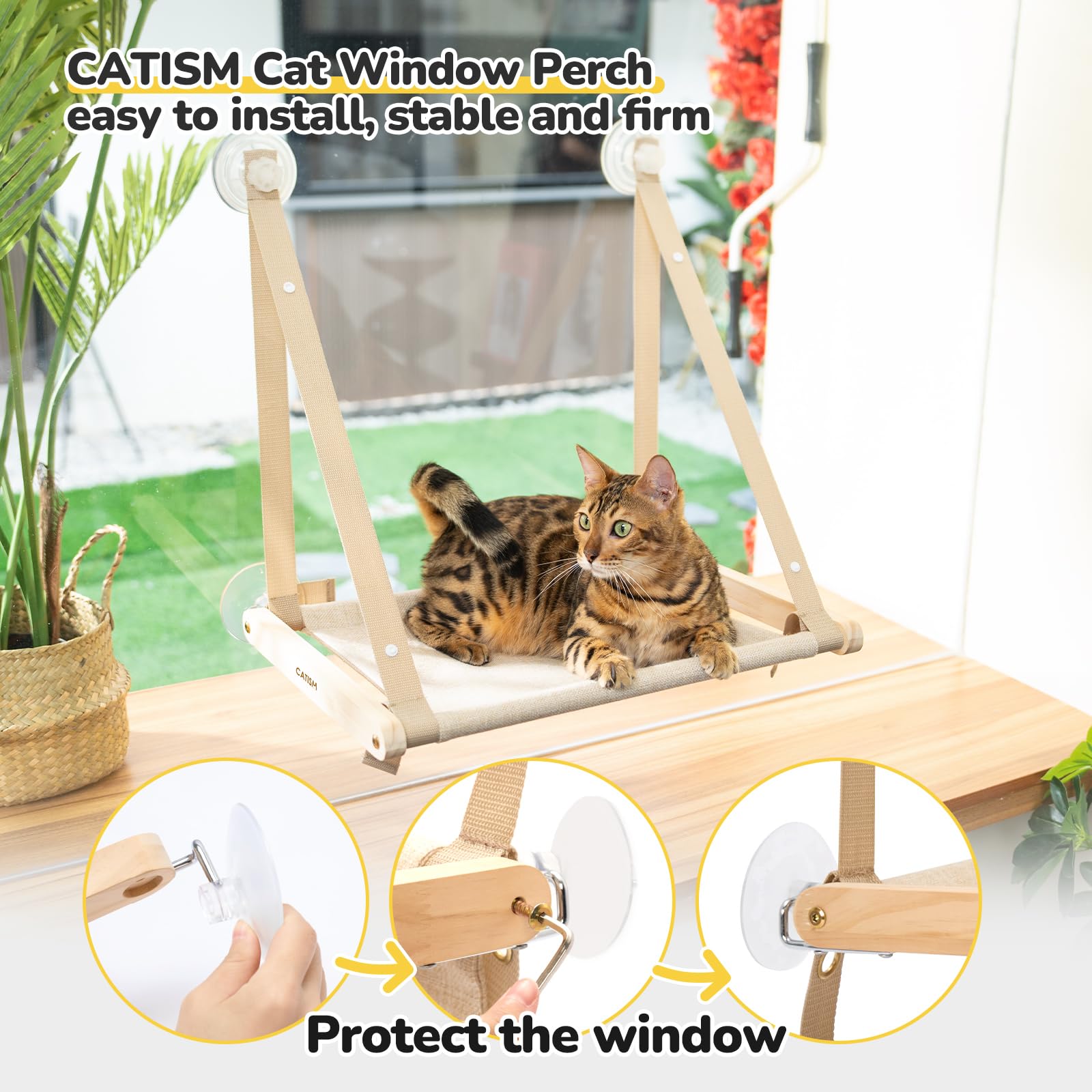 Catism ventosas-fuertes aseguran instalación segura en cualquier ventana.
