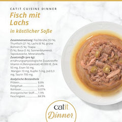 Catit alimento húmedo de salmón y judías verdes en salsa, textura doble para estimular el paladar.