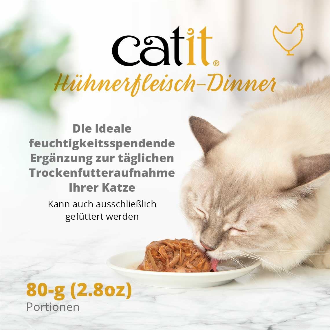 Catit Cena de Pollo con Hígado y Patata Dulce: presentación en salsa que facilita la ingesta