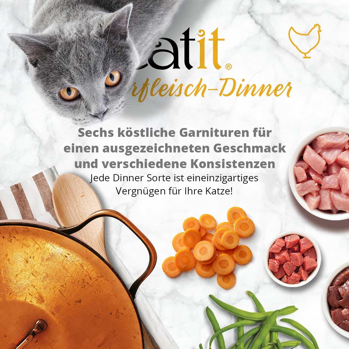 Catit Cena de Pollo con Hígado y Patata Dulce: aroma suave que facilita la hora de comer