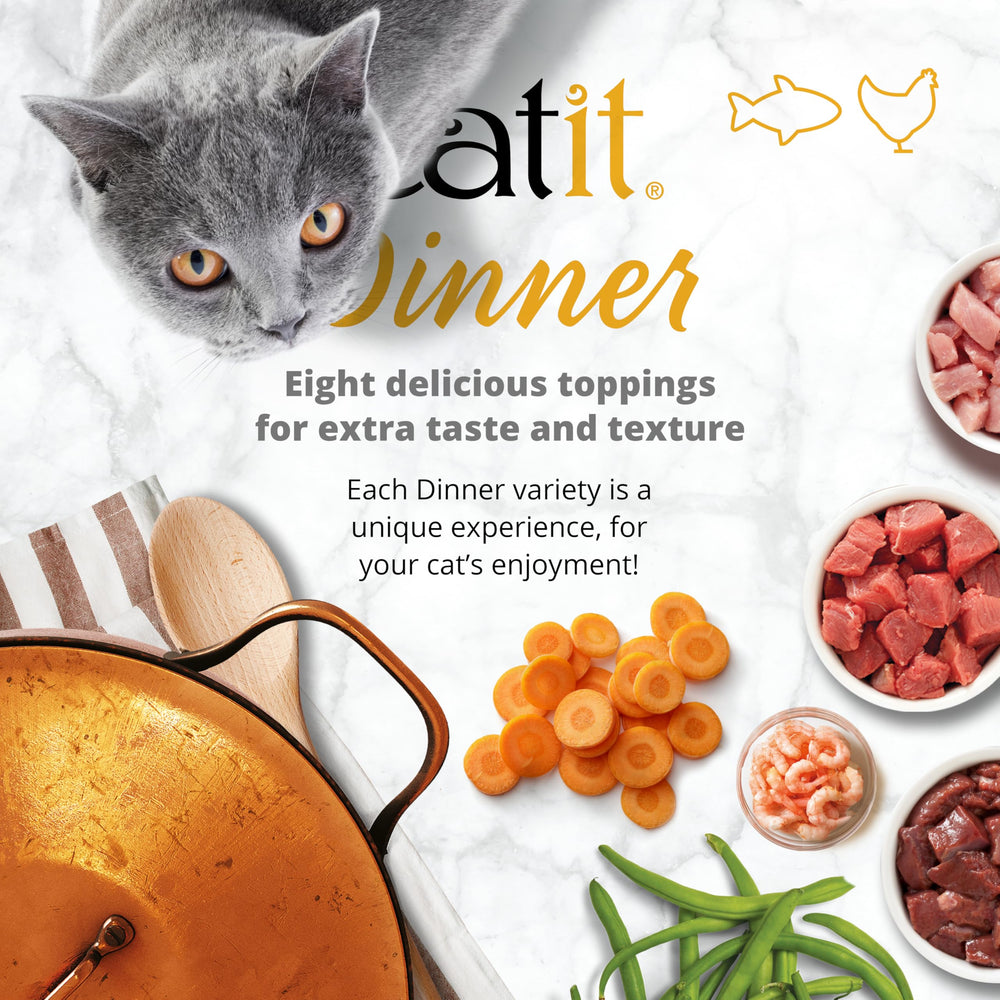 Catit cena-pollo-paquete-variedad-2: variedad con verduras para comidas diarias.
