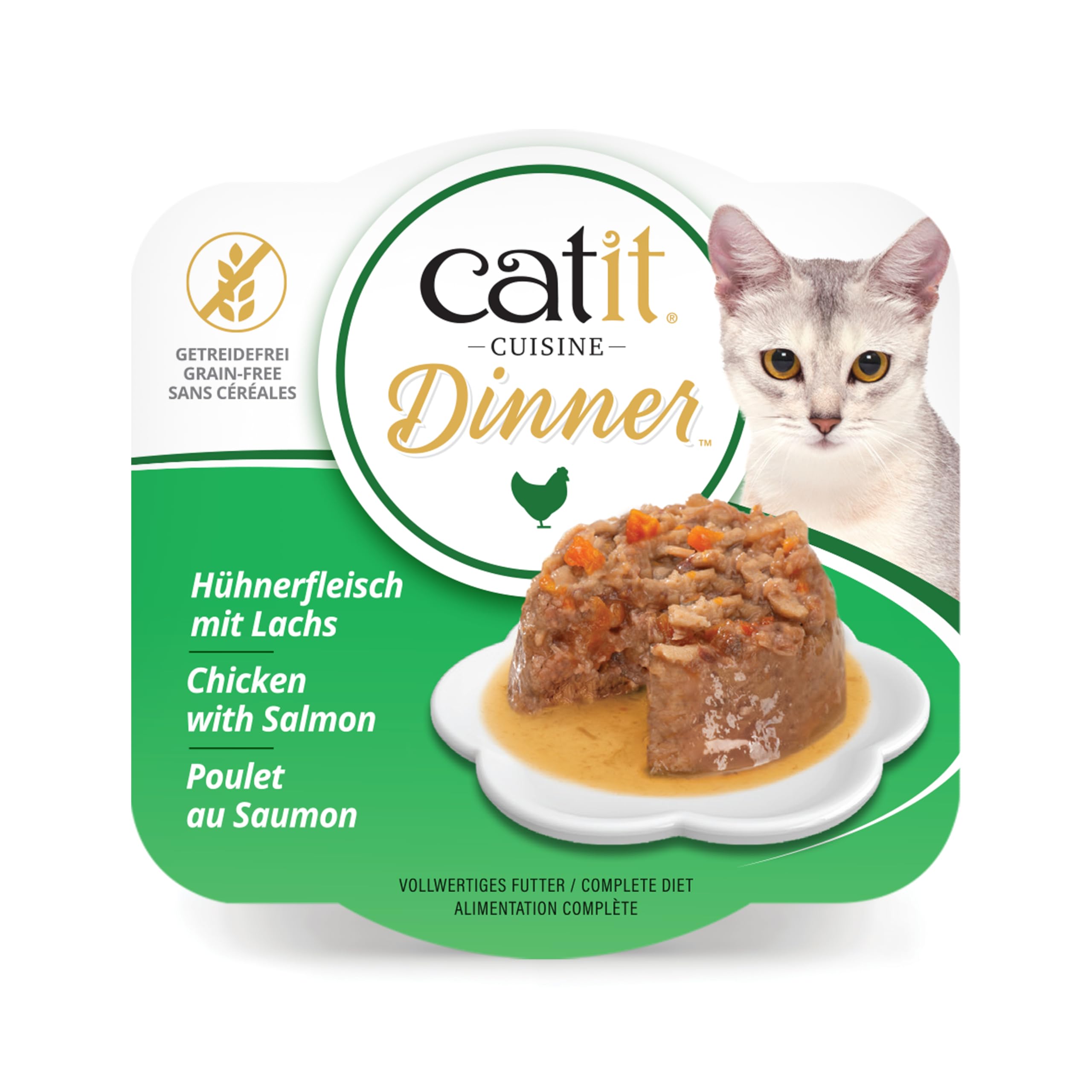 Catit Chicken Dinner: texturas duales en salsa para paladar exigente