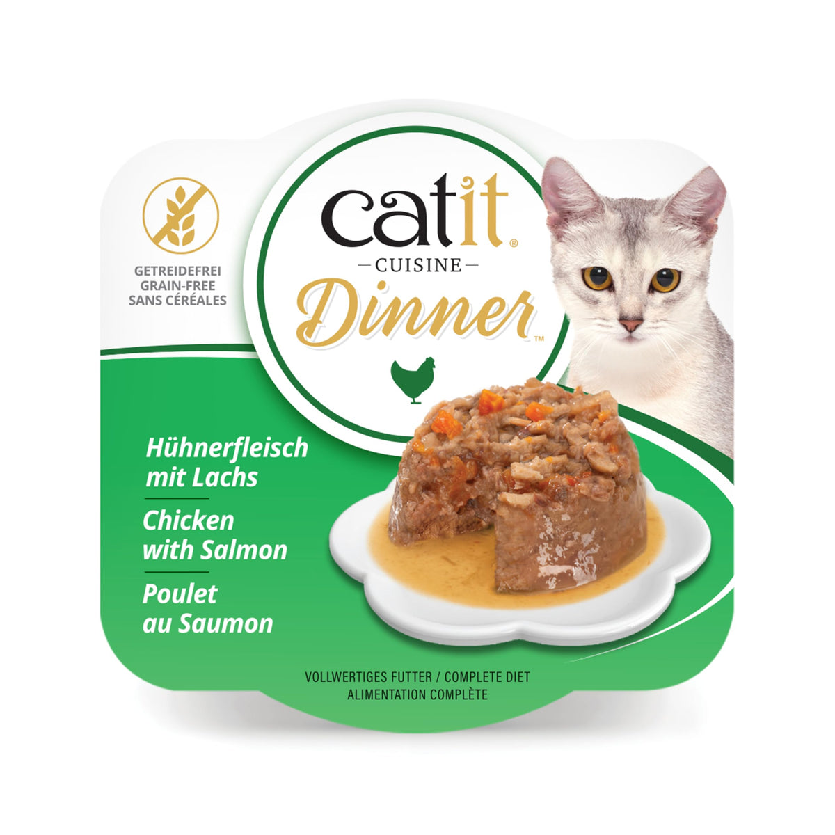 Catit Chicken Dinner: texturas duales en salsa para paladar exigente