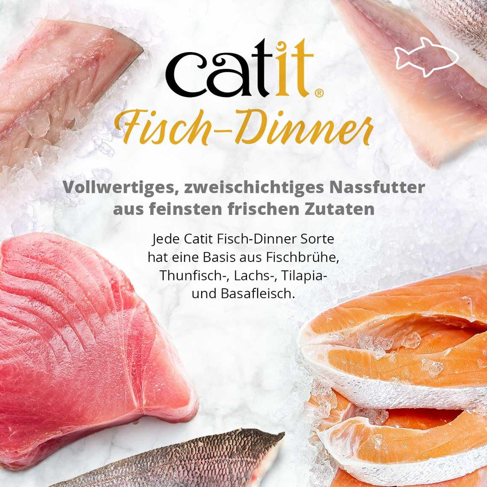 Catit variedad con salmón y judías verdes, opción sabrosa sin rellenos artificiales.