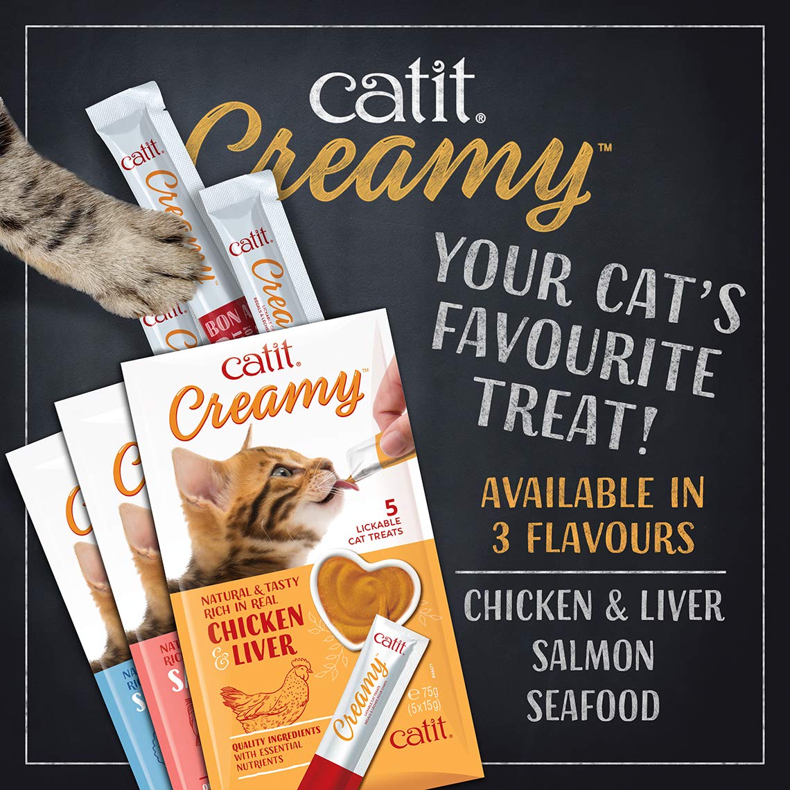 Catit Creamy ingredientes naturales con sabor atractivo.