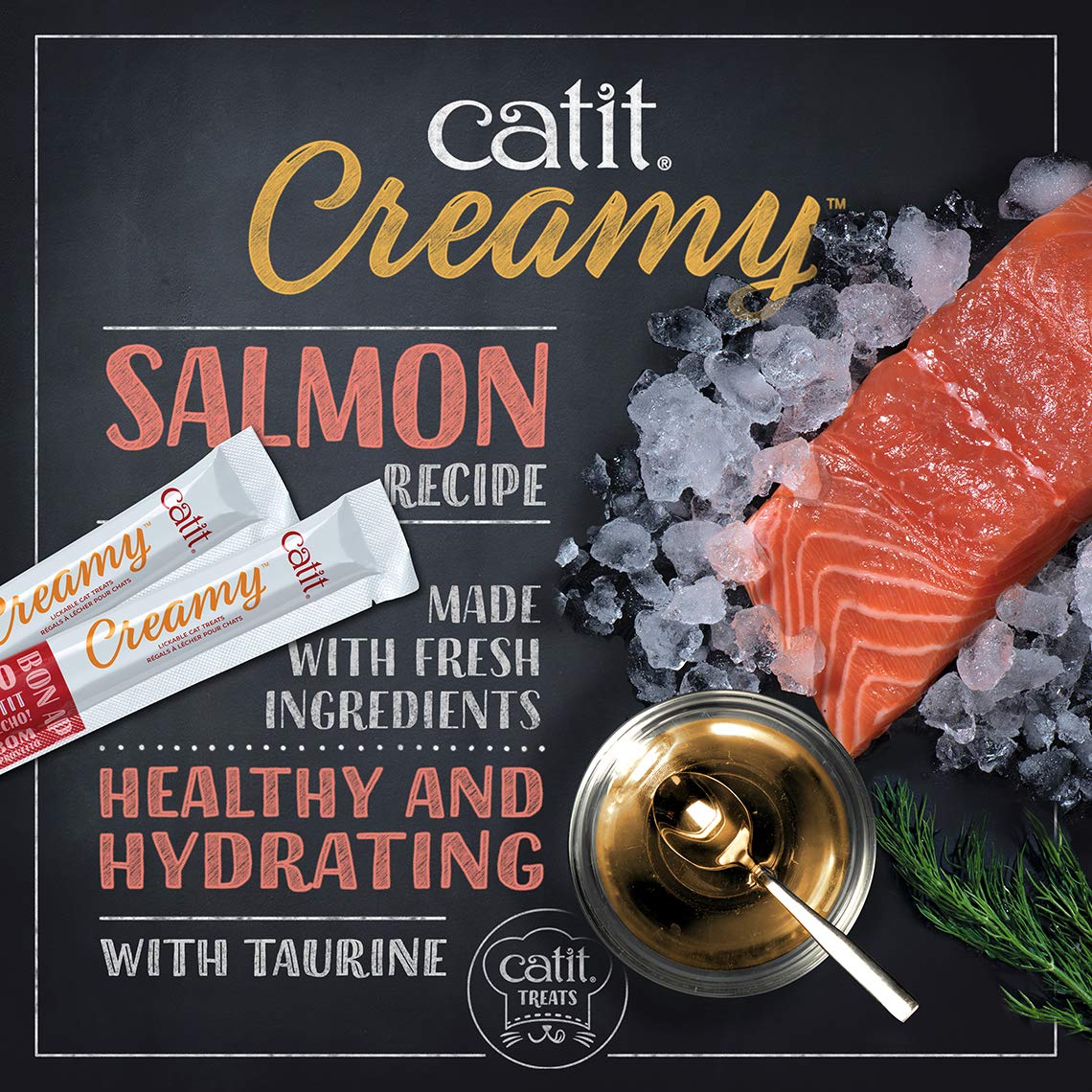 Catit Creamy salmón plato: sirve en plato para un snack sabroso