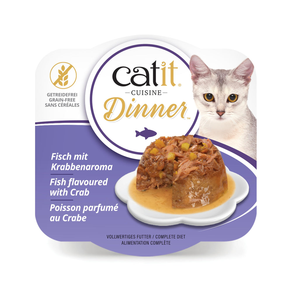 Catit Cena de Pescado con Crustáceo y Calabaza: textura dual en salsa jugosa.
