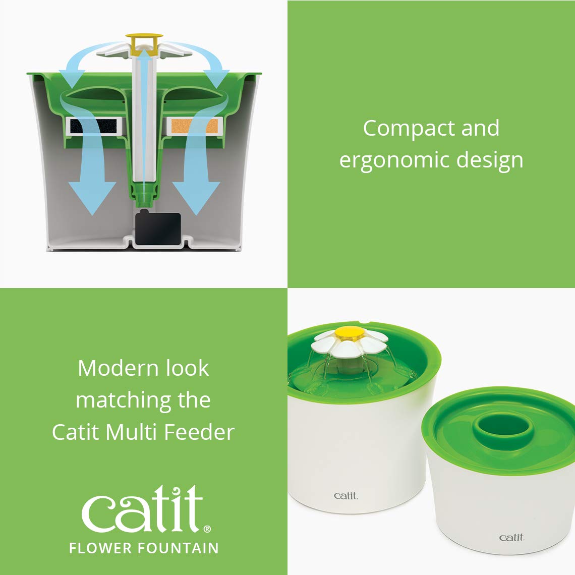 Diseño ergonómico que acompaña al Catit Multi Feeder.