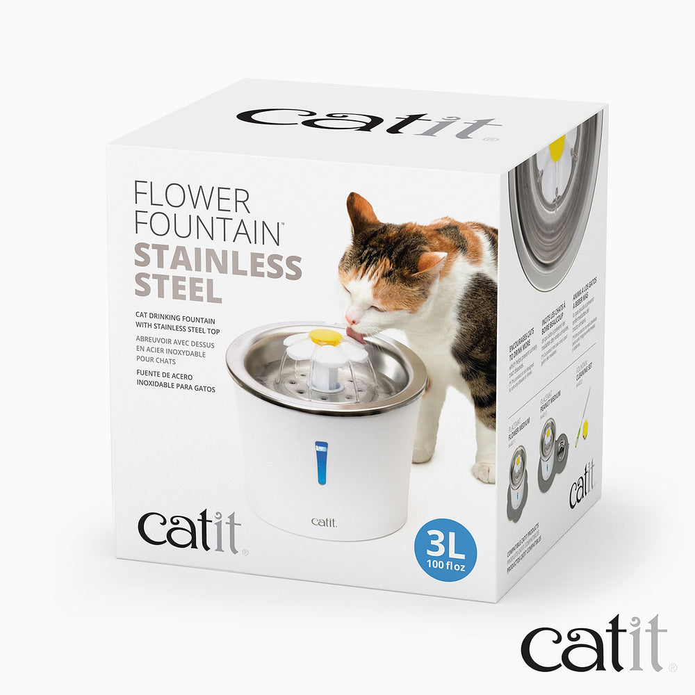 Catit Fuente Flor tamaño compacto para espacios reducidos.