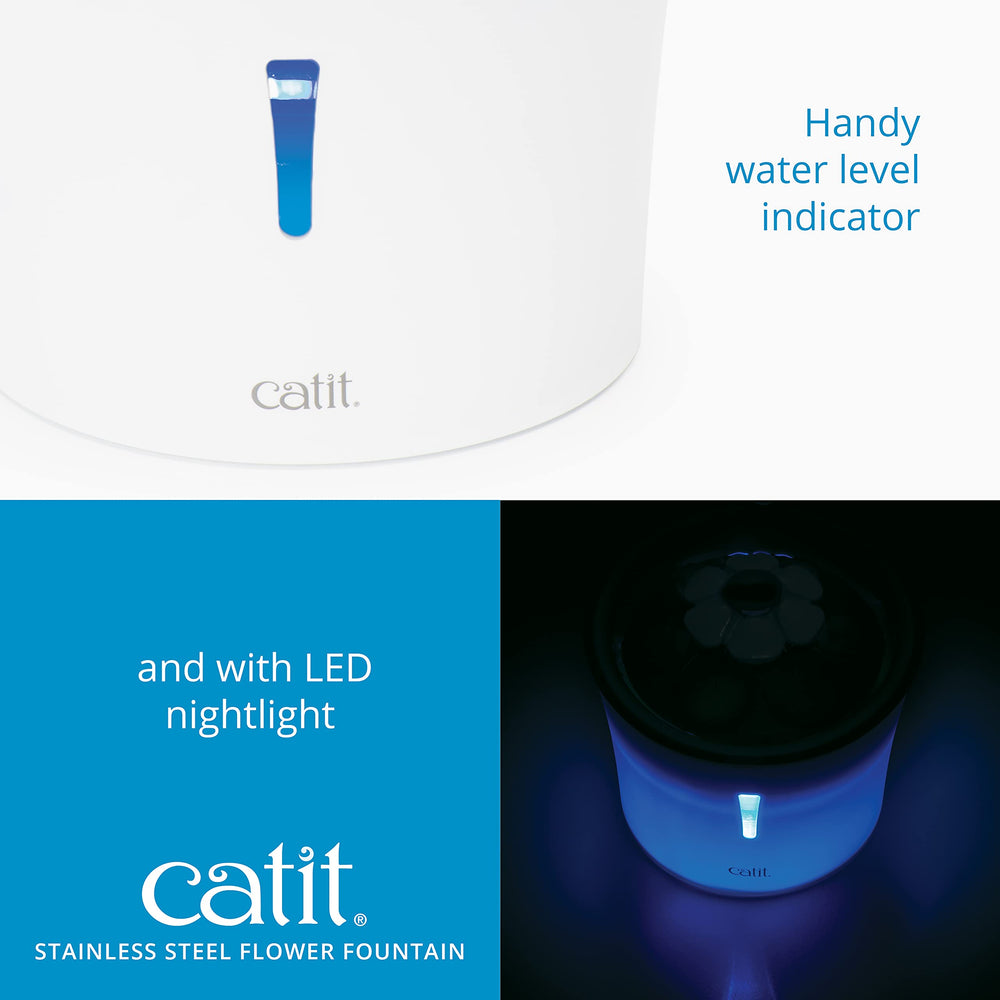 Catit Fuente Flor con tres flujos para beber cómodo.