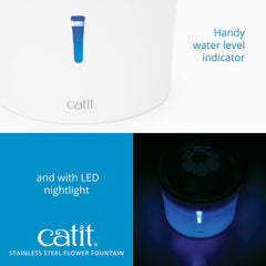 Catit Fuente Flor con tres flujos para beber cómodo.