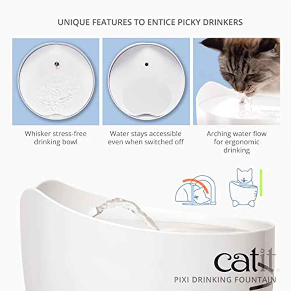 Catit PIXI nariz iluminada indica nivel de agua para rellenar a tiempo.