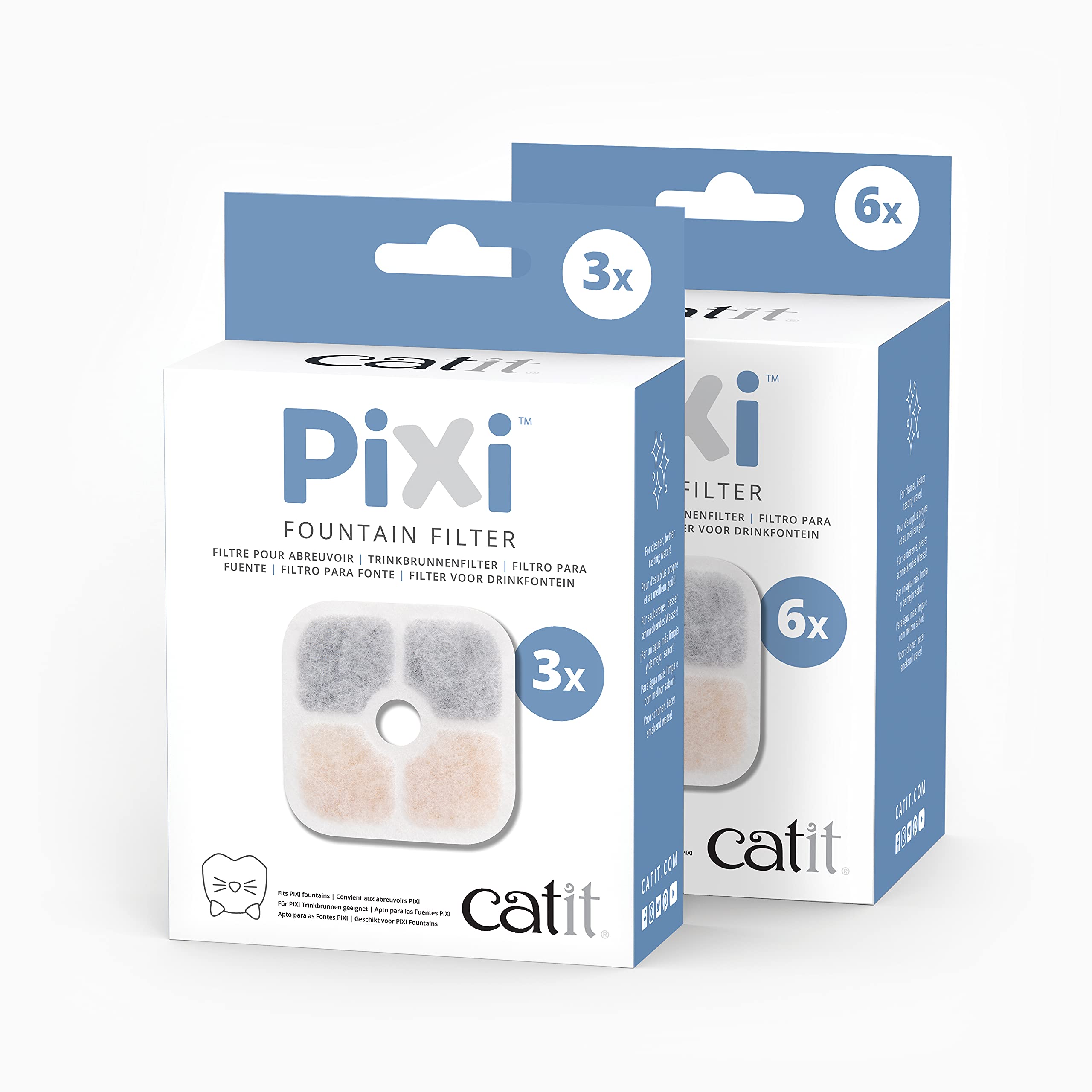 Pack de filtros Catit PIXI para fuente, reemplazo cada 30 días, fácil de adquirir.
