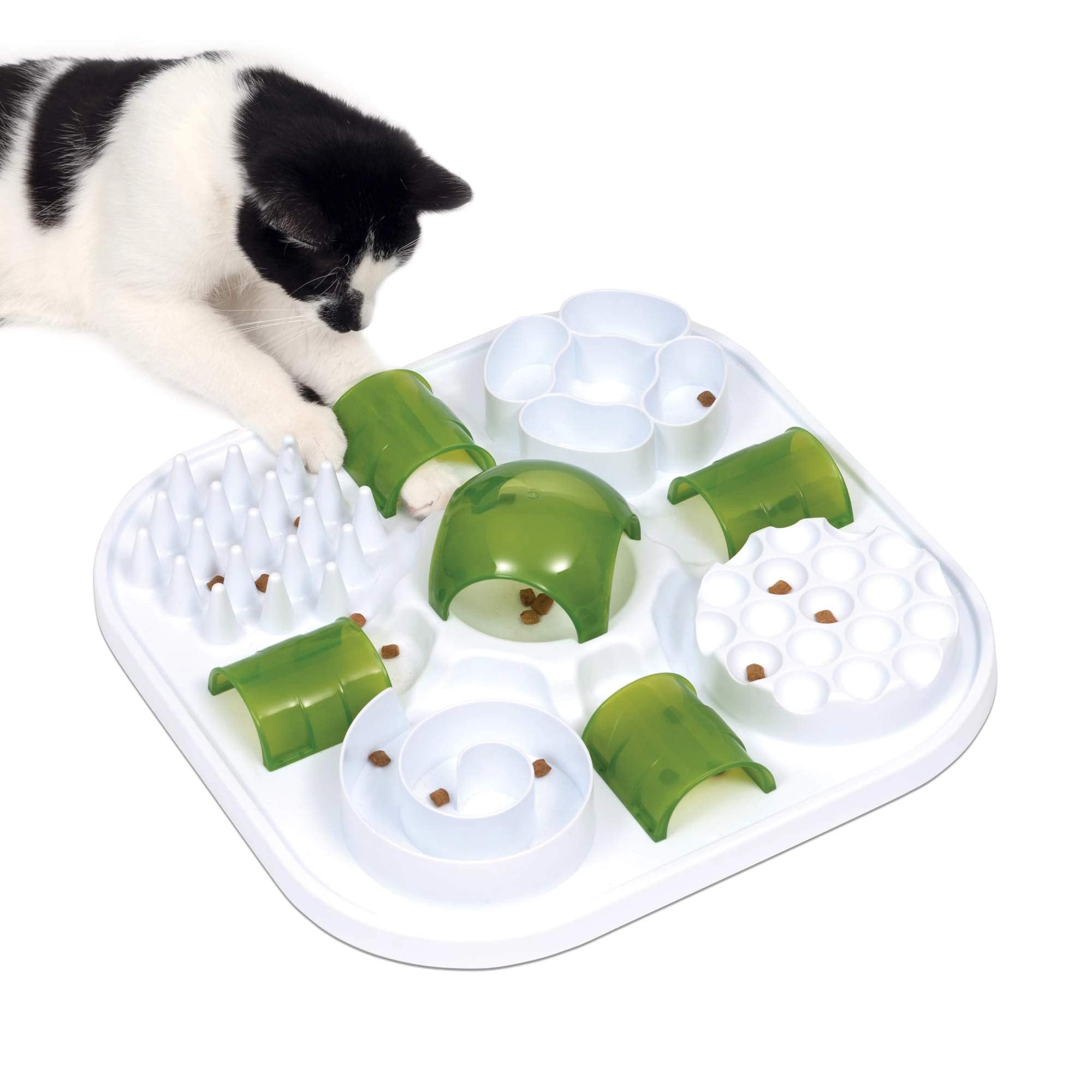 Catit Play Treat Puzzle, vista frontal, estimula juego y búsqueda de comida