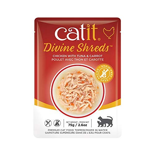 Catit trozos pollo caballa brócoli: textura tierna que anima la hora de comer.