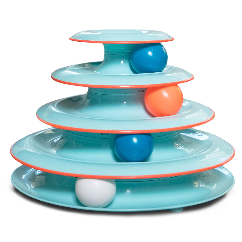 Catstages Chase Meowtain, torre de bolas 4 niveles azul, estimulación para gatos.