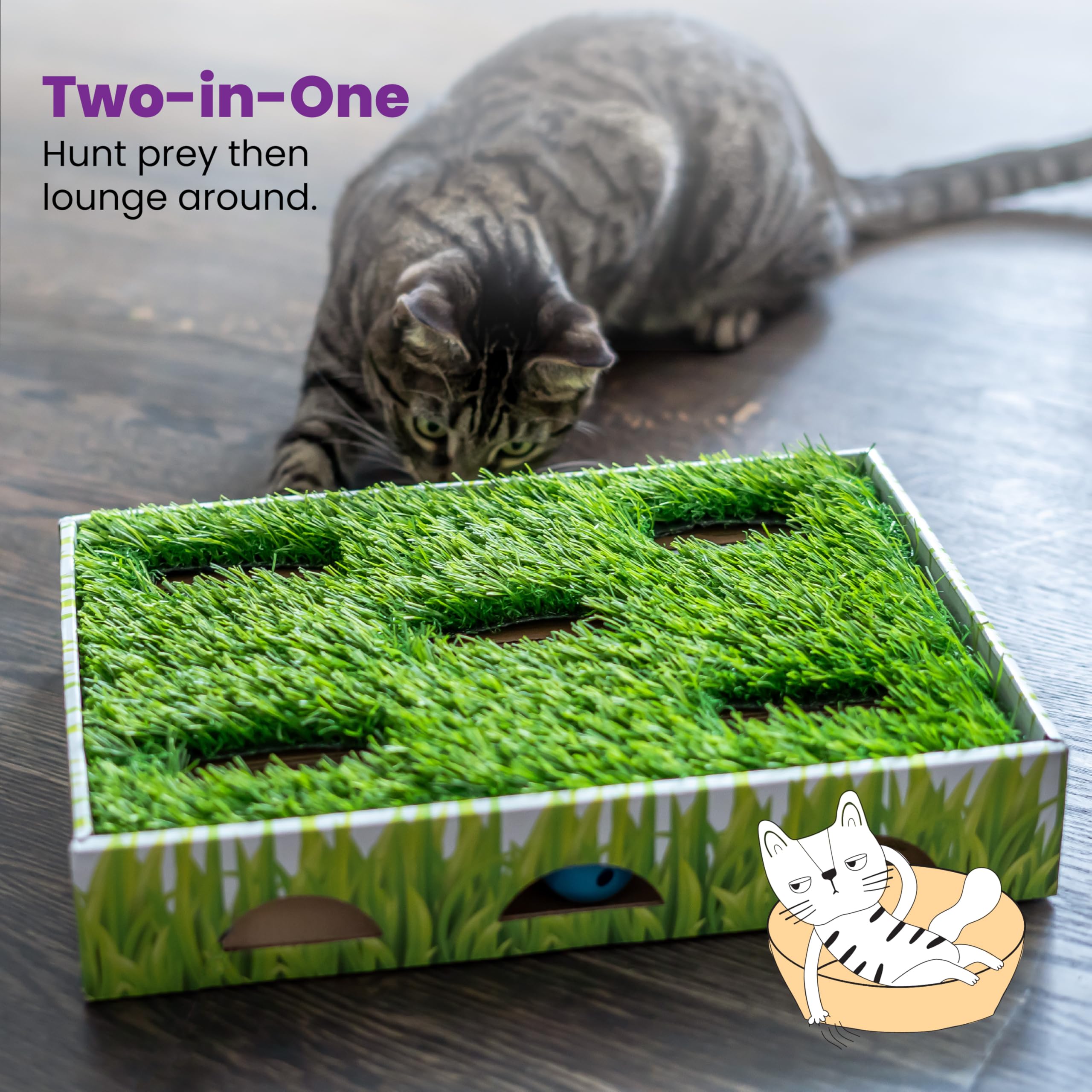 Catstages Grass Patch Hunting Box juego para varias mascotas para interacción