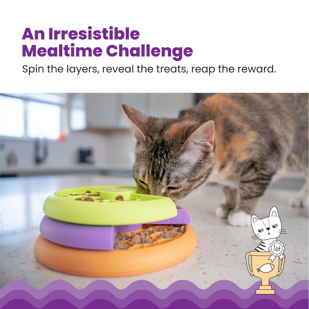 Catstages Kitty Lickin' Layers tapa giratoria para descubrir golosinas
