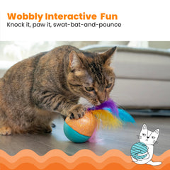 Catstages Whack N' Wobble Ball turquesa, texturas brillantes para la curiosidad felina