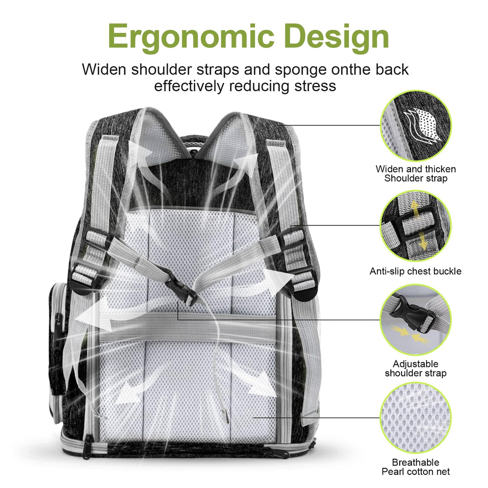 Cawypety Mochila Expandible utiliza materiales oxford 600d y malla para ventilación