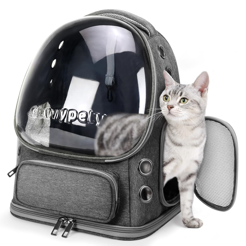 Mochila Cawypety para gatos con ventana burbuja frontal para ventilación.