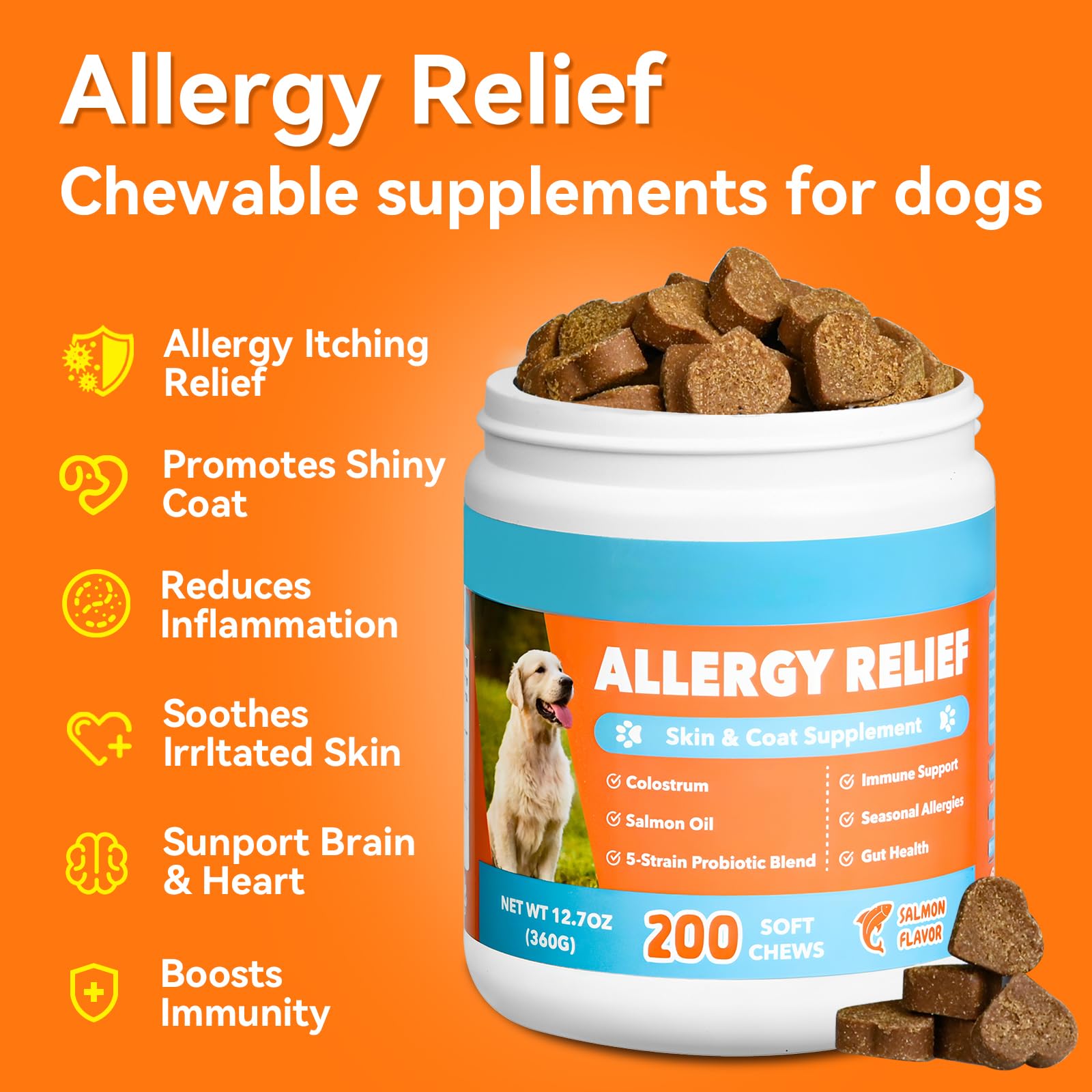 CeliAeh perro alérgico: masticables para piel, calma irritaciones.
