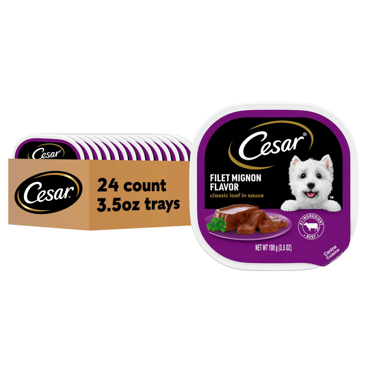 Cesar Clásico comida húmeda con filete mignon, textura jugosa para disfrutar.