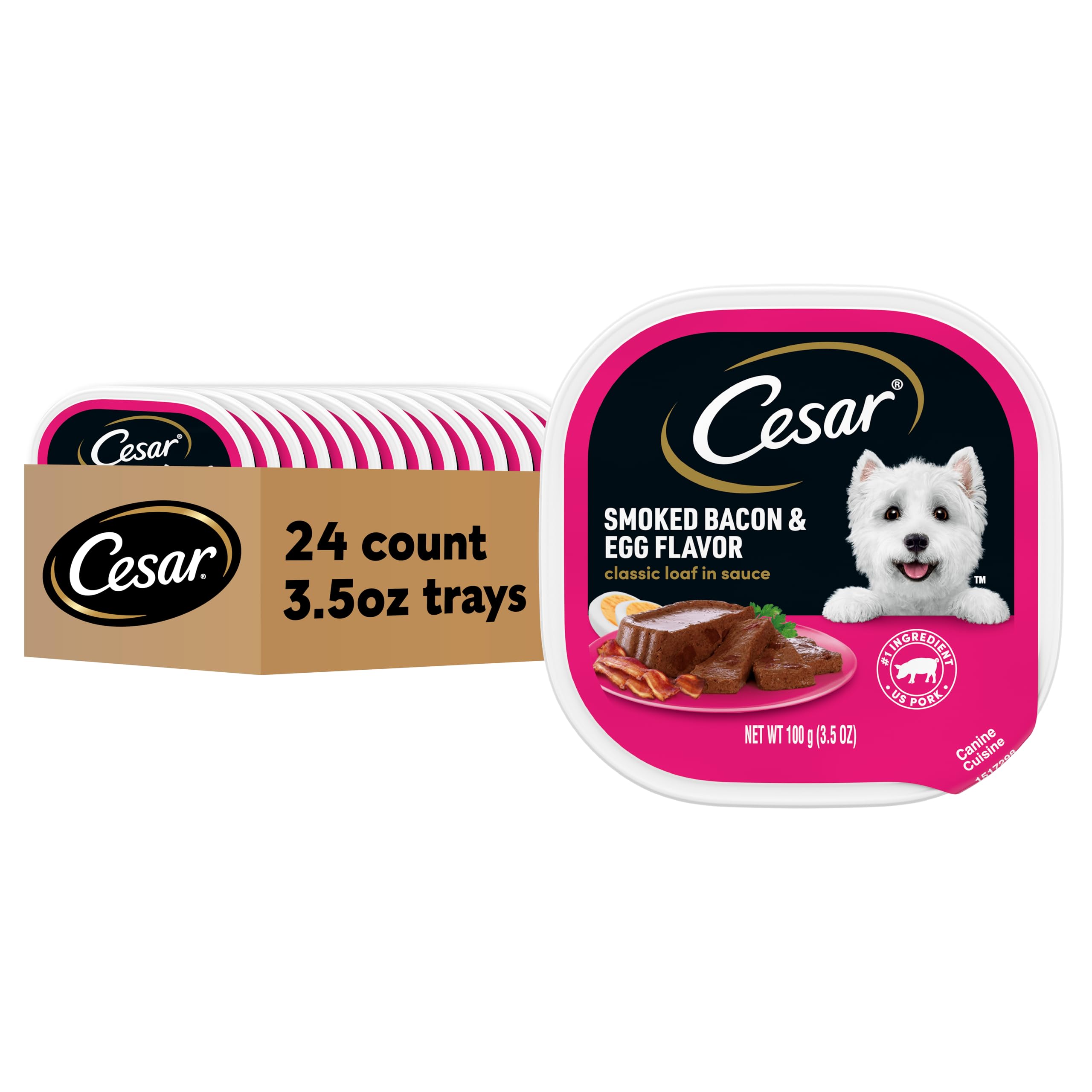 Cesar Clásico Paté en Salsa, bandeja 3.5oz, lista para servir al perro, fácil de dosificar.