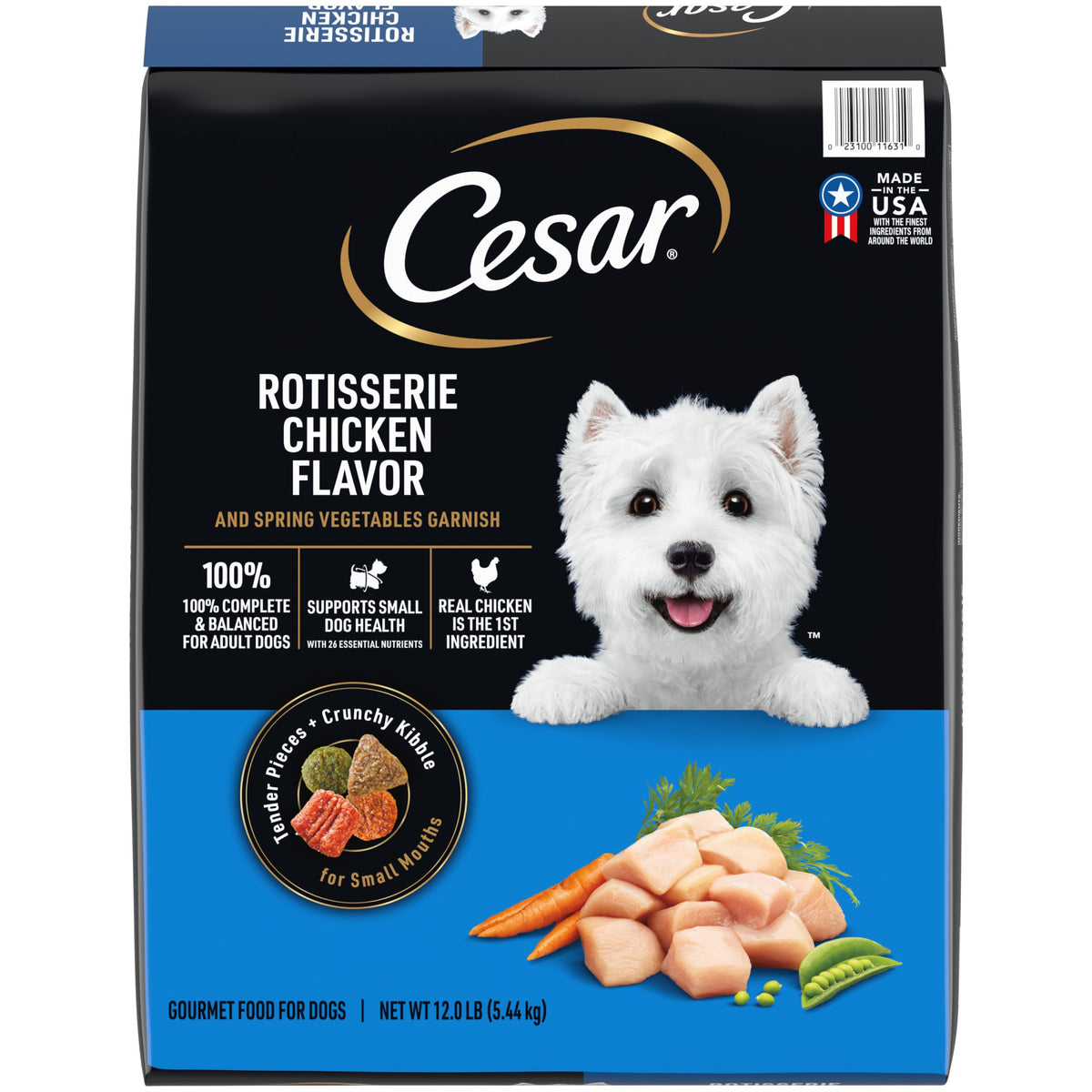 Cesar empaque alimento para perros de razas pequeñas 12lb, fácil de almacenar entre comidas.