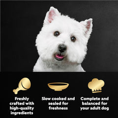 Cesar Filetes en Salsa con pollo rostizado, snack sabroso para perros adultos.