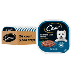 Cesar Filetes en Salsa sabor lomo Nueva York, ideal como comida principal para perros adultos.