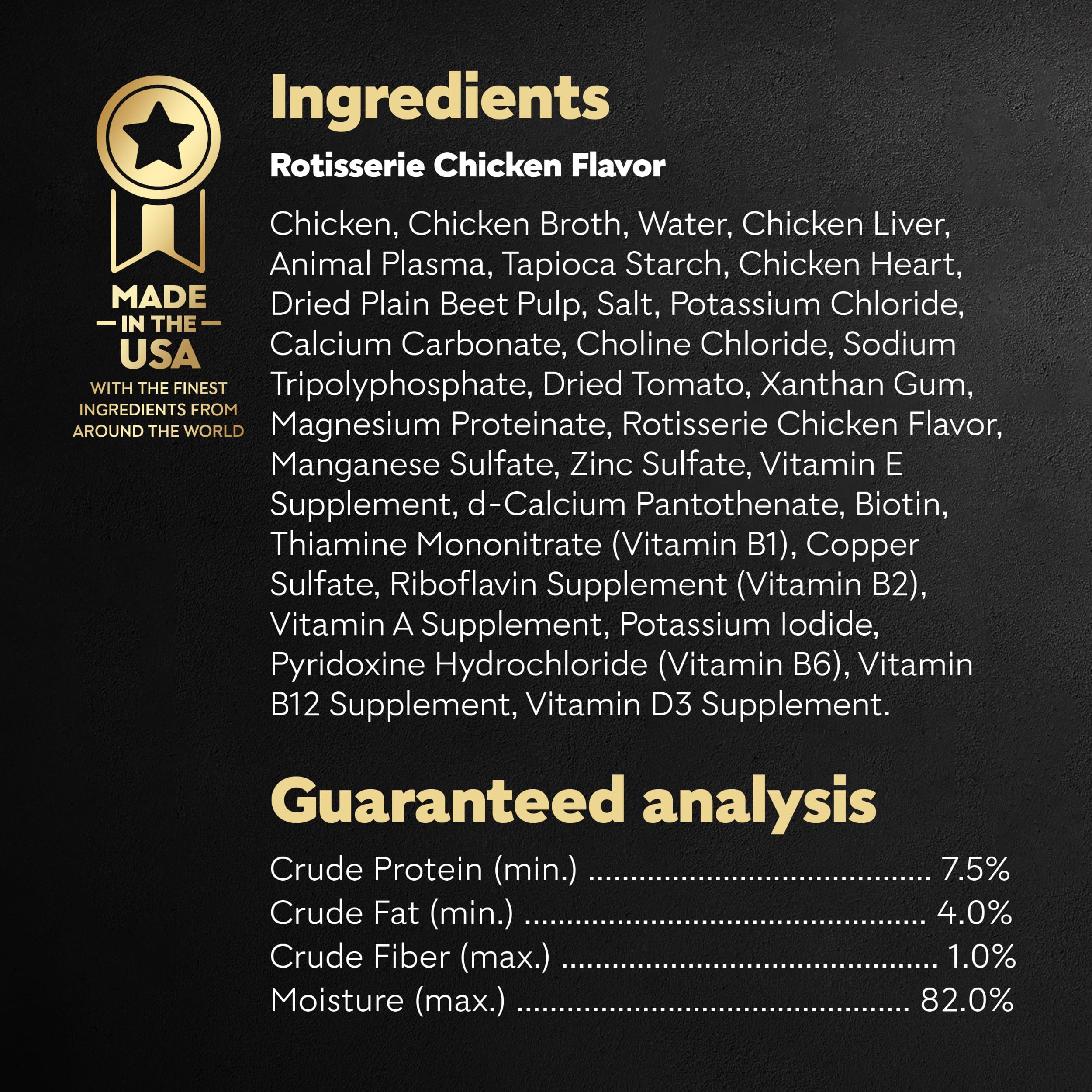 Producto hecho en Estados Unidos con ingredientes de calidad.