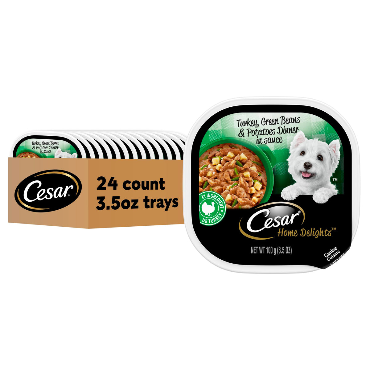 César Home Delights bandeja de pavo en salsa, sabor premium para perros