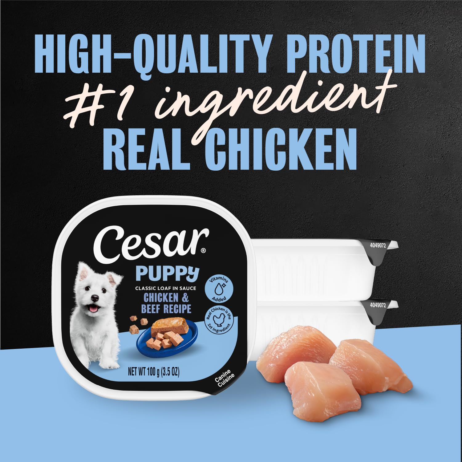 Cesar para cachorros Textura jugosa que facilita comer.