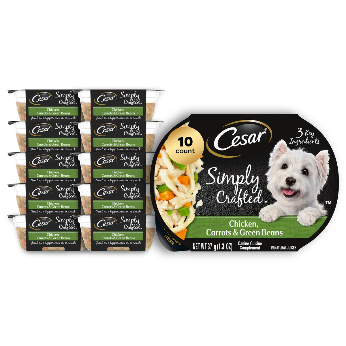 Cesar Simply Crafted acompanante-pollo-zanahorias-judias-verdes-en-tubo, realza el sabor y facilita la mezcla con croquetas.