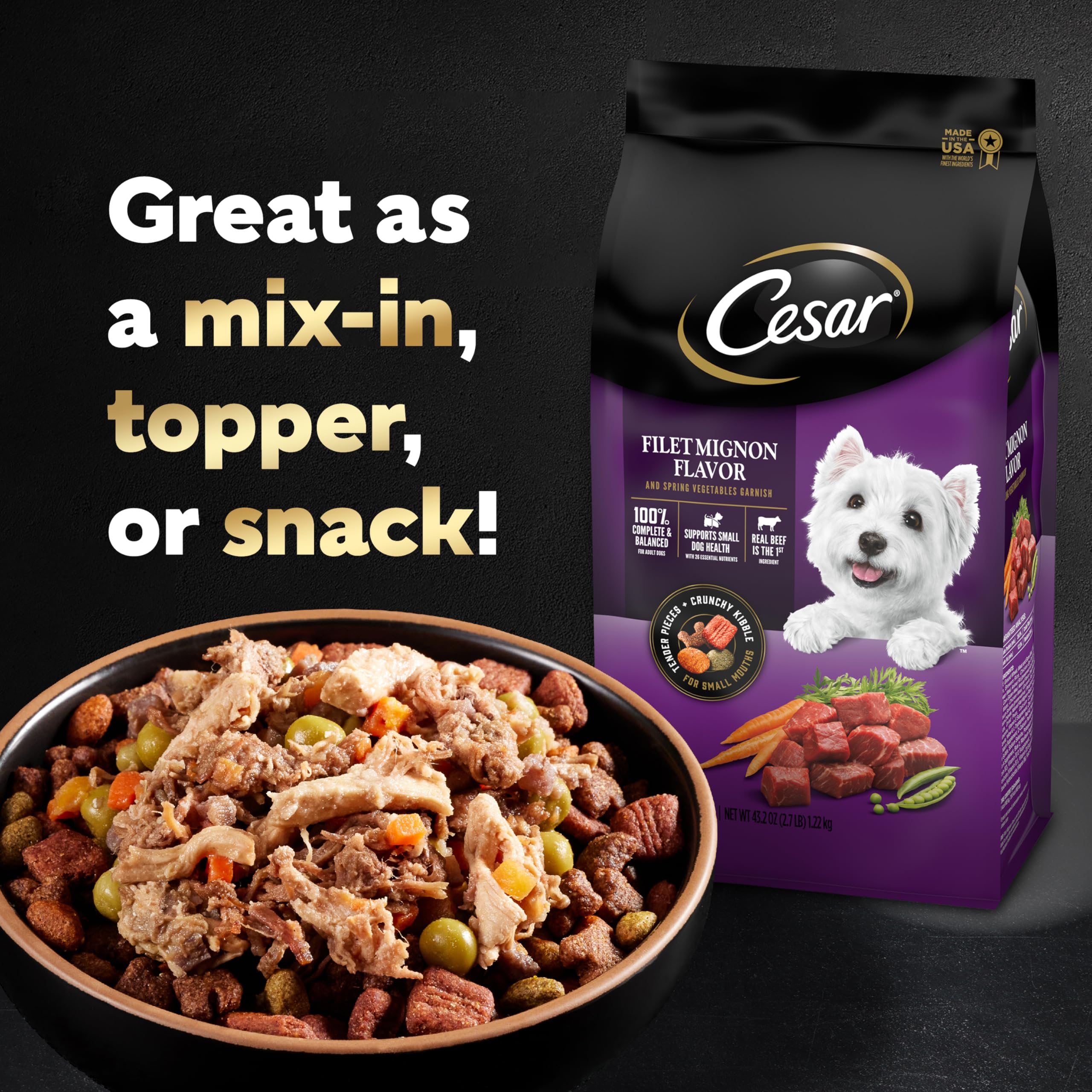 Ideal para la rutina diaria de comida Cesar Simply Crafted realza el sabor