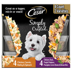 Cesar complemento de pollo con verduras, sabroso para mezclar con la comida seca del perro.