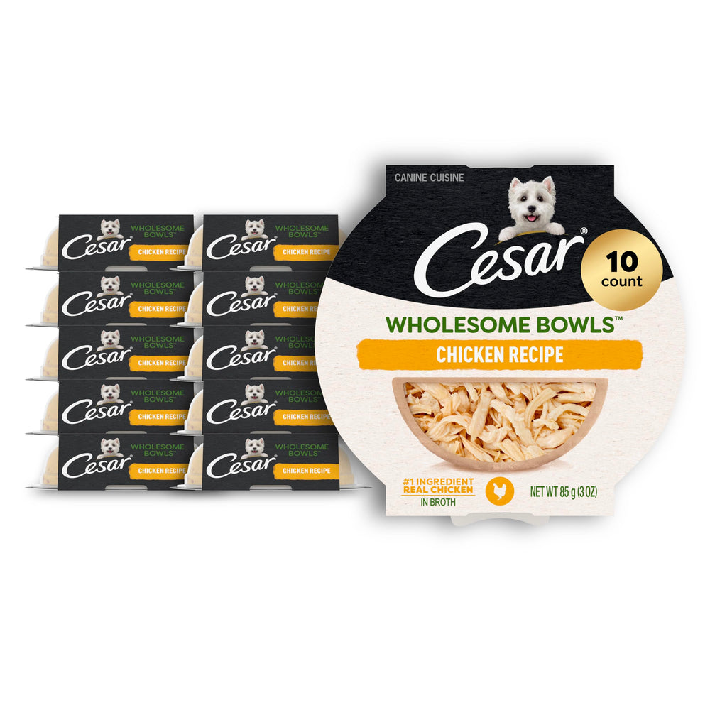 Cesar Wholesome Bowls pollo en tazón 3oz, ideal comida húmeda para perro adulto.