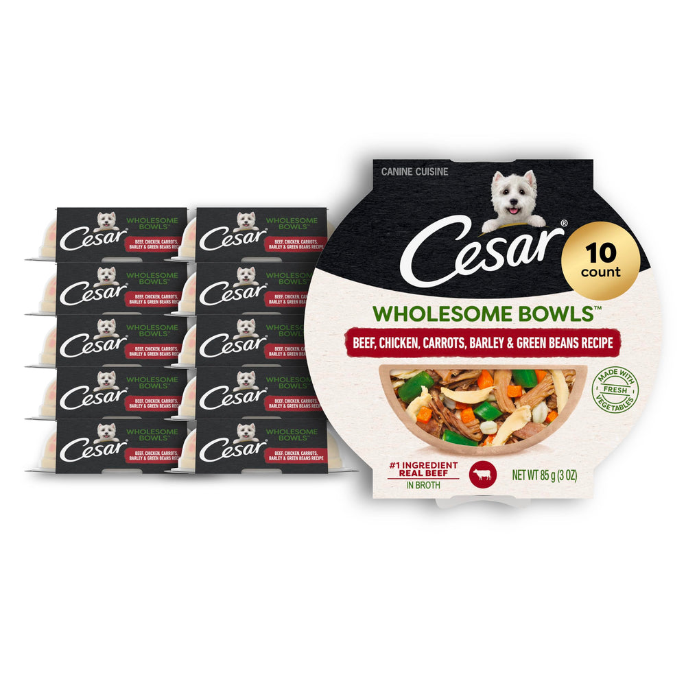 Cesar Wholesome Bowls con res y pollo: tazón con ingredientes reales para perros adultos.